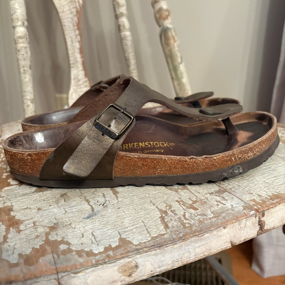 Birkenstock Gizeh thong sandals oiled leather Habana brown sz 38 Women 7 Men 5